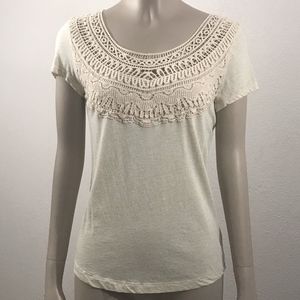 Anthropologie | Meadow Rue | Crochet Bib Tee